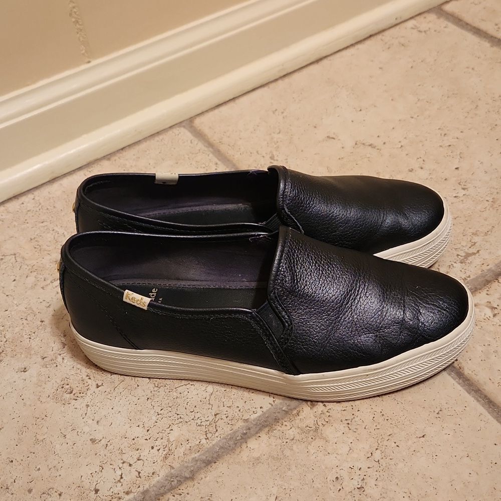 Keds & Kate Spade Collab Triple Decker Dark Blue Leather Slip-on Shoes Size 7.5